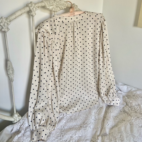 Polka dot ruffed peasant blouse - Picture 3 of 4